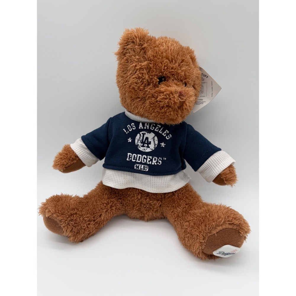 Good Stuff MLB Los Angeles Dodgers Plush Brown Teddy Bear Blue Shirt 2010 NWT